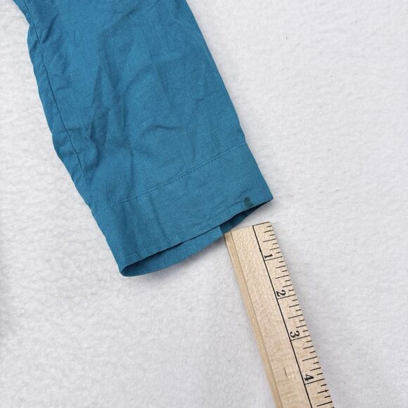 Talbots Linen Top Size 6 Blue Button Front Summer Thin Knit Beach 3/4 Sleeves - Picture 6 of 9